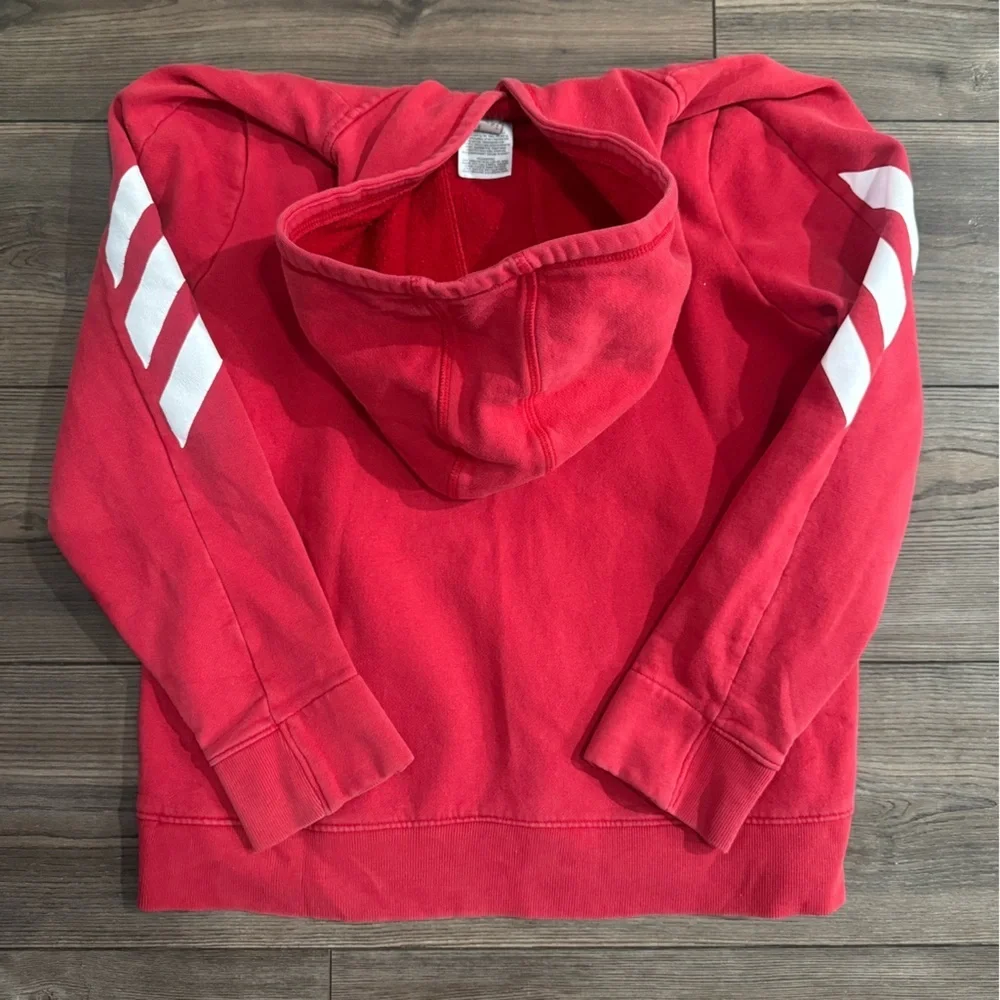 Adidas Youth XL Red Hoodie Sweatshirt 3-Stripe Sleeve Logo Pullover